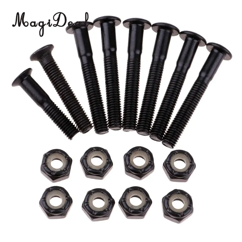8 Pieces Skateboard Mounting Screws With 2 Pieces Riser Pad Longboard Hardware Outdoors