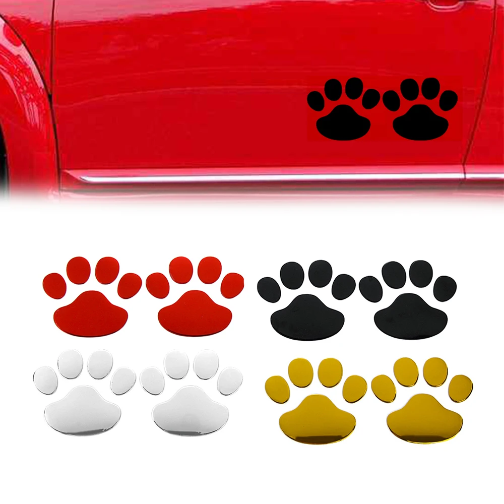 Gold Dog Paw 3D Decal Stickers Silver Perfect for Cars Red Laptops