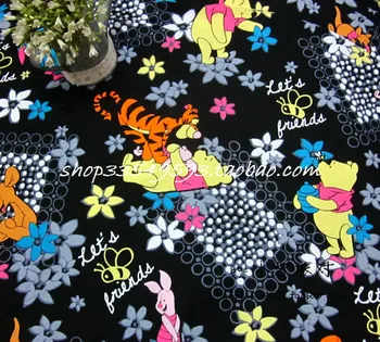 

100*140cm cotton patchwork fabric Cartoon Bear printed denim fabric for Tissue Kids Bedding home textile