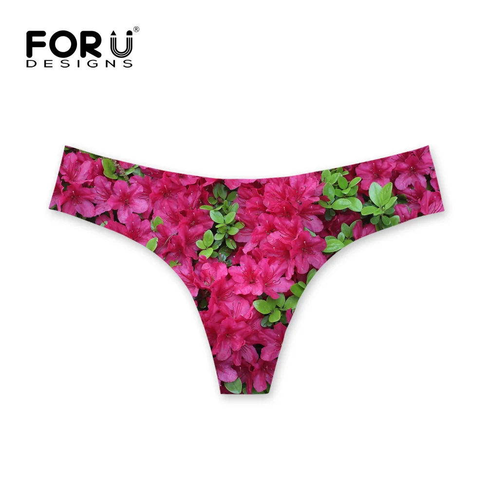 

FORUDESIGNS Thong Swimsuit G-string Bikini Bottoms Retro Flowers Design Swimming Trunks Shorts Womem Brazilian Panties Swimwear
