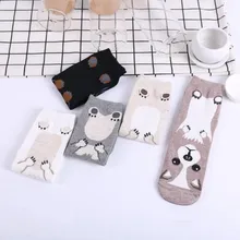 Хлопковые прямые короткие носки в горошек с изображением животных для отдыха; дышащие удобные модные короткие носки с милым рисунком щенка