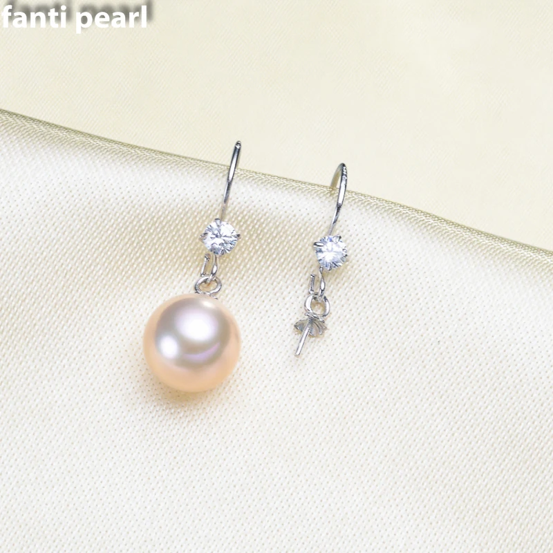 

FANTI Real Natural freshwater pearl earring s925 sterling silver ear stud for women Natural pearl jewelry earring 7-9mm