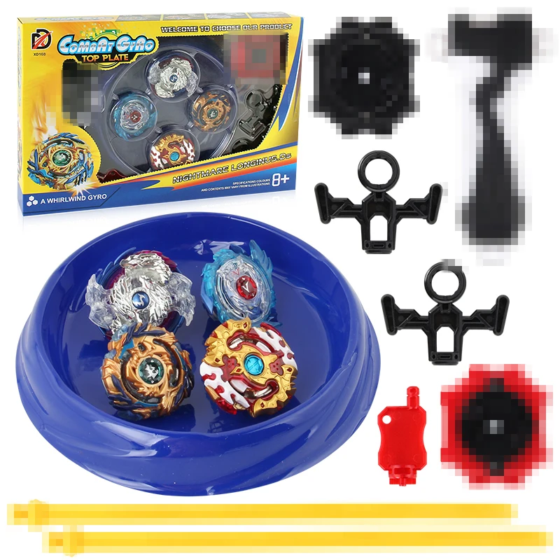 4pcs/set Spin Stadium Arena Toys 168-6 Metal Fight  4D Fusion With Launcher Handle Spinning Top Toys Gifts #E