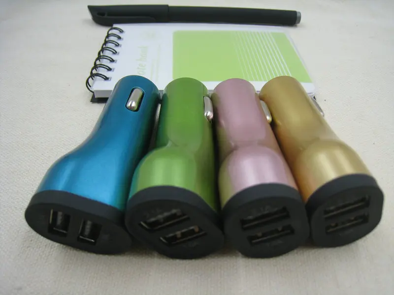 Metal Small waist Dual Port USB Car Charger_0386