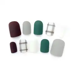 1 комплект 24 шт Матовый палец-манекен ногти короткий дизайн накладные ногти советы решетки искусственные ногти стикер для дизайна ногтей