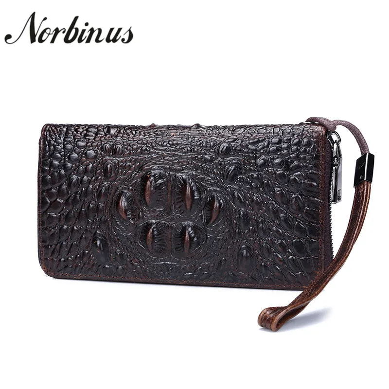 Norbinus Genuine Leather Men Wallet Crocodile Clutch Bag