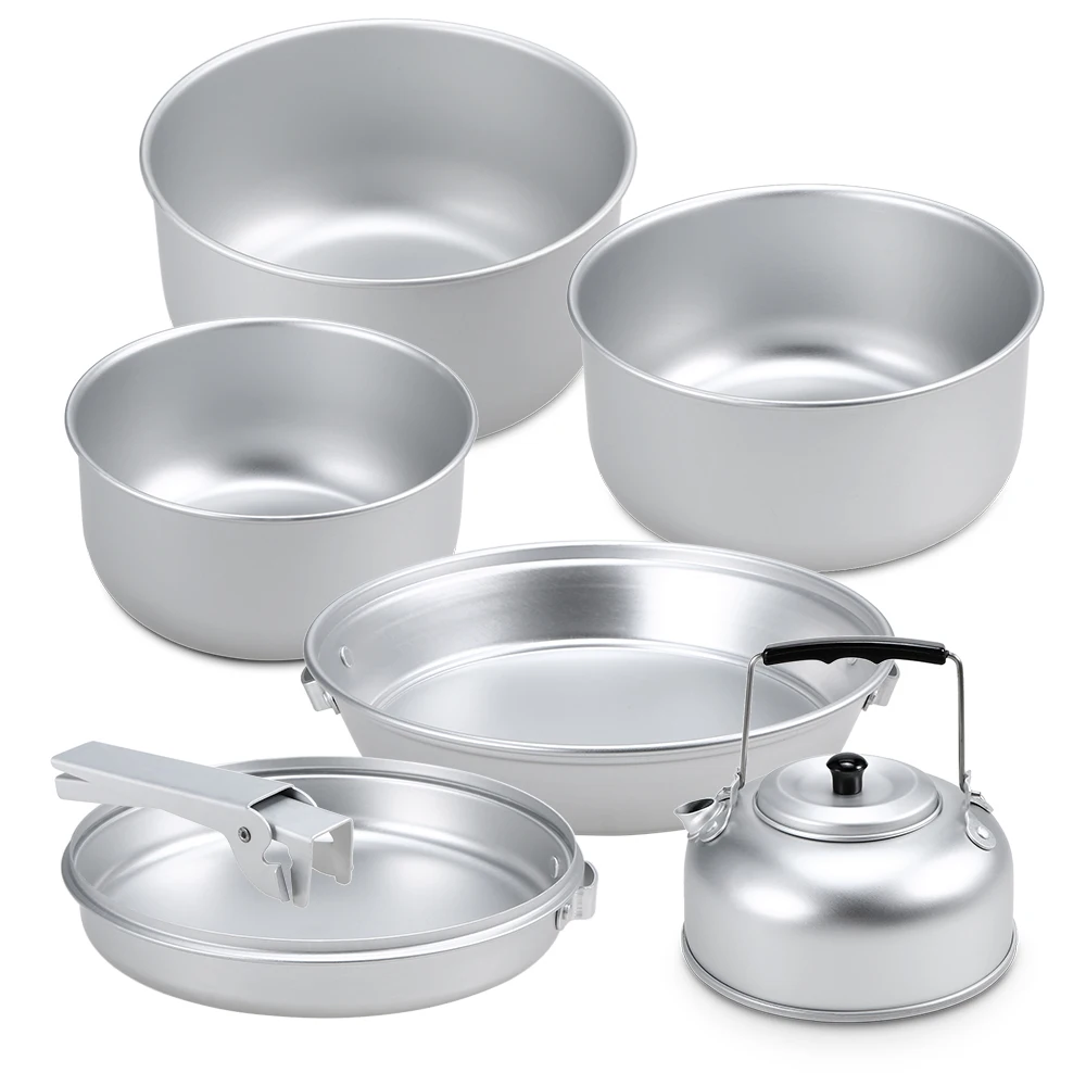 Портативный набор посуды для походов на открытом воздухе, походная посуда для пикника, алюминиевый набор для приготовления пищи