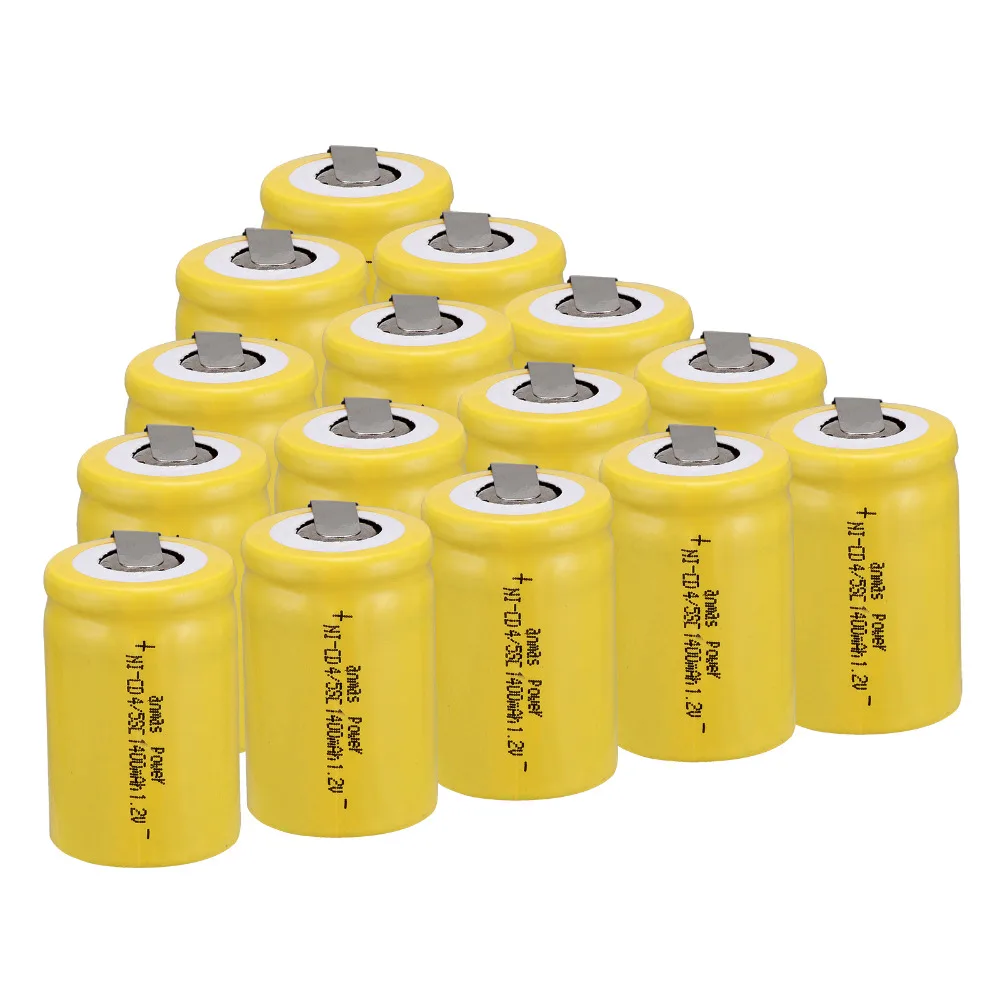 Anmas power! 15 шт. Ni-Cd 4/5 SubC Sub C аккумуляторная батарея 1 2 В 1400 мАч с вкладкой 3 см x