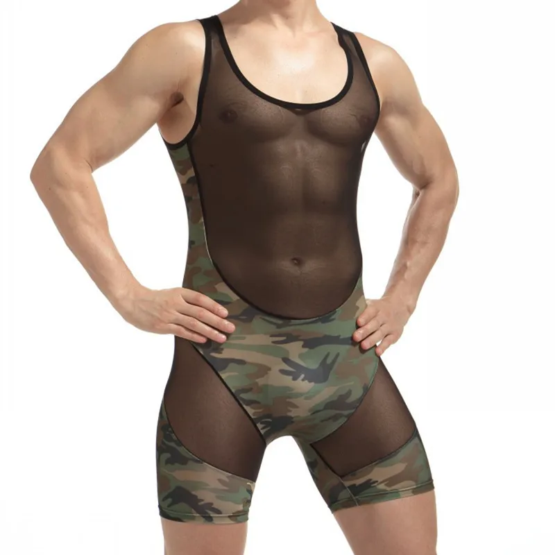 

Men's integrated breathable mesh vest sexy men's gymnastics fitness movement piece undershirt underwear suit Shapers