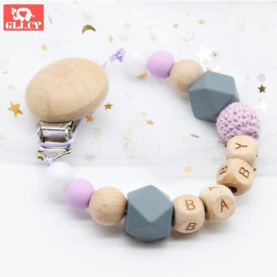 Dummy clip pacifier holder soother teether chain personalised baby shower gift name wood silicone beads custom newborn Dummy clip pacifier holder soother teether chain personalised baby shower gift name wood silicone beads custom newborn