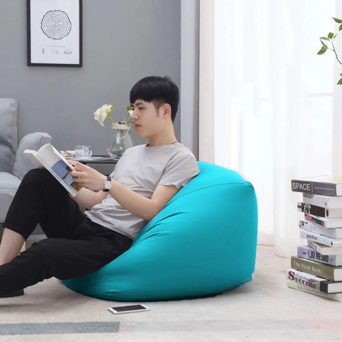 Us 21 15 53 Off 3 Color Soft Lazy Bean Bag Sofas Chairs Cover Tatami Without Filler Pouf Puff Couch Living Room Lounger Seat Beanbag Photo Props In