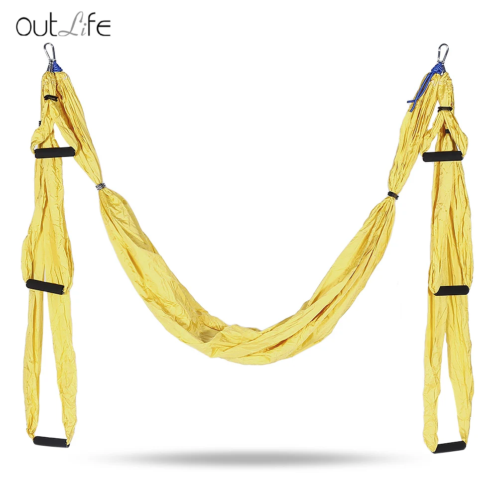 Yellow Outlife антигравитационный Воздушный Гамак для йоги, Парашютная ткань, декомпрессионная инверсия, гамак для йоги, оборудование для Пилата, коррекции фигуры - Цвет: Yellow