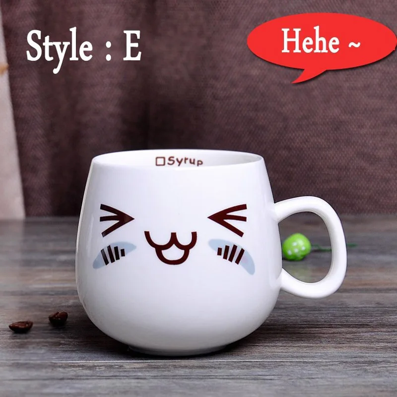 YEFINE 320 мл креативные милые керамические кружки контейнер для воды чашки и кружки фарфоровая чайная чашка кофейная кружка - Цвет: Style E
