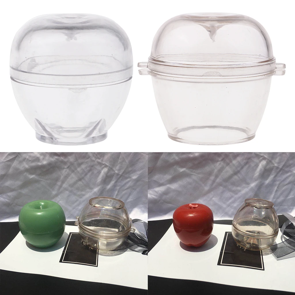 2 Set Plastic Apple Shaped Candle Making Mold Soap Mould for DIY Dried Flower Candle Wedding Party Scented Candles