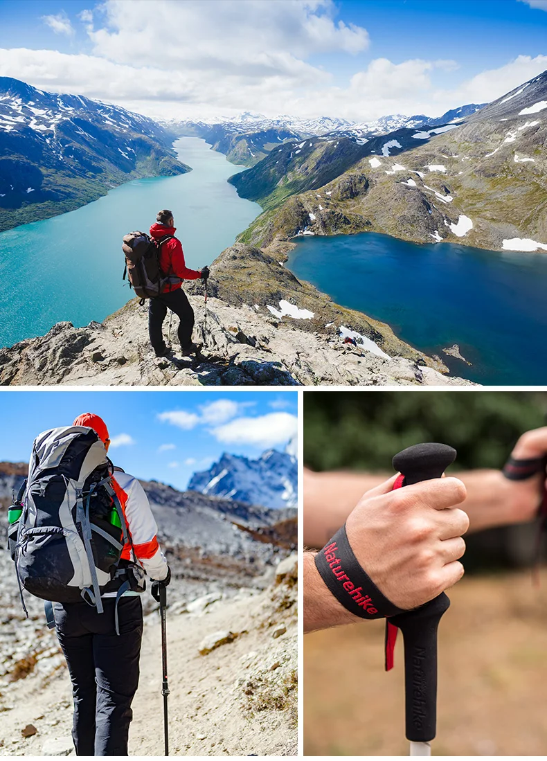 Leve de Fibra de Carbono Vara de Cana Cerca de 185g Carbono plus Liga de Alumínio Naturehike Acampamento plus Liga de Alumínio Bengala Pólo Caminhadas Pólo Caminhadas 19 Naturehike fibra de carbono + liga alumínio