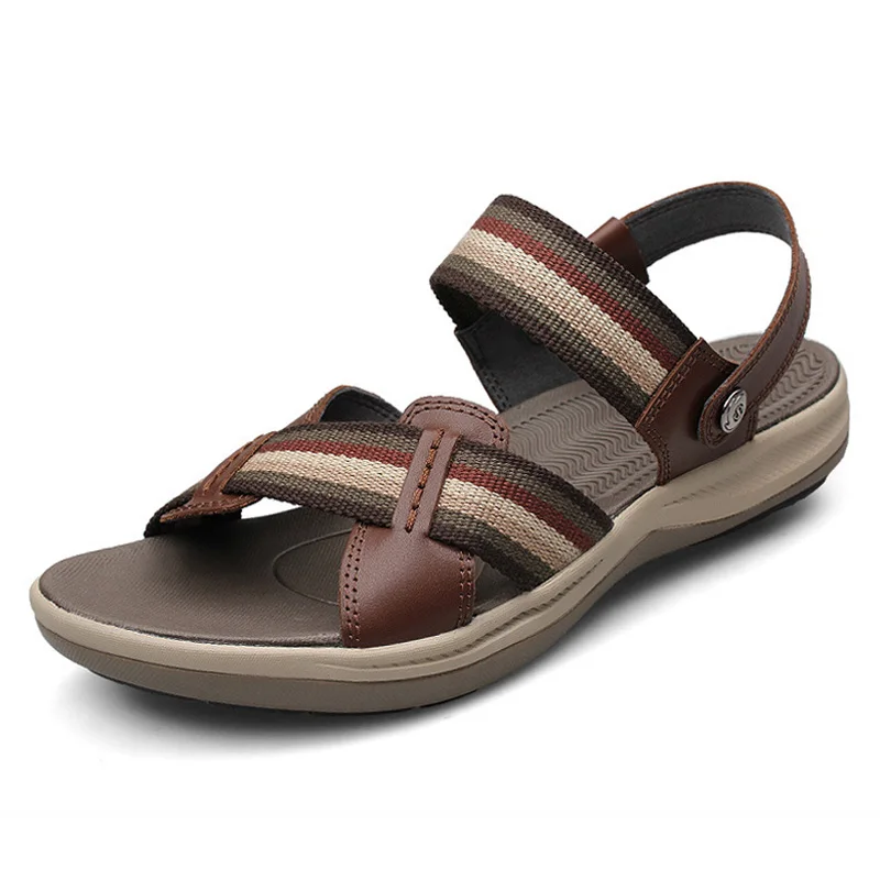 

Genuine Leather Men Sandals Fashion Men Shoes Summer Native Shoes Breathable Beach Sandals Outdoor Slippers Male Footwear 38-47