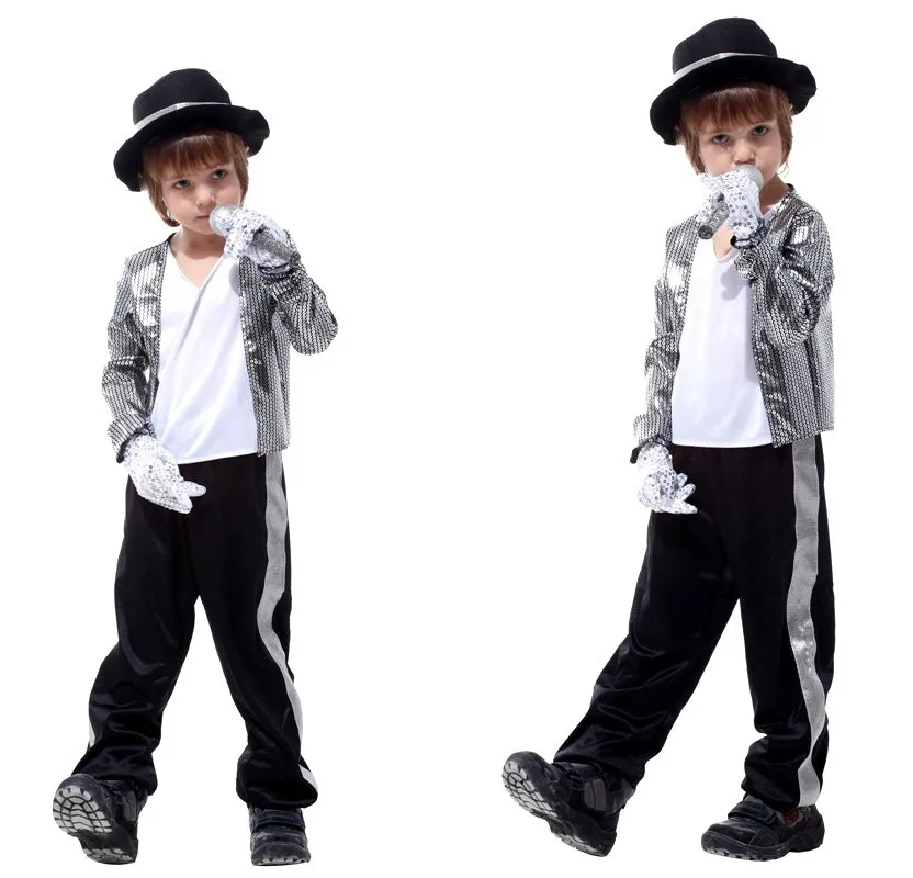 Маскарадный костюм на Хэллоуин для мальчиков; джинсовое нарядное детское платье с Майклом Джексоном Билли; детская одежда для выступлений; комплекты танцевальной одежды