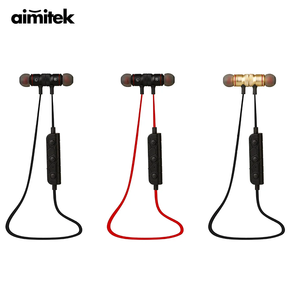 Магнитные беспроводные наушники Aimitek M90 спортивные Bluetooth стереонаушники для бега