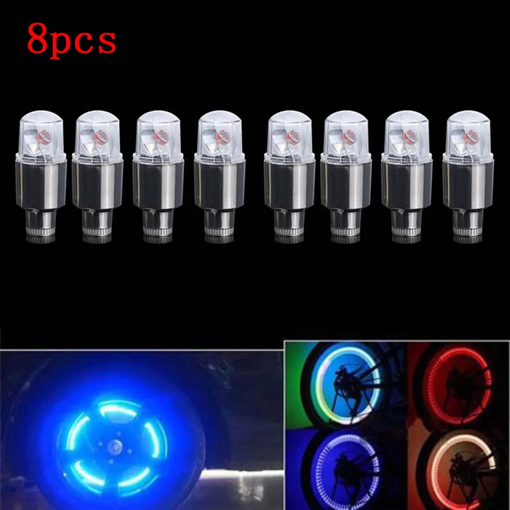 

Bicycle Wheel Led Light 8Pcs Colorful Fashion With Battery Tire Valve Cover Wheel Spokes With Lights Mountain Lights #T