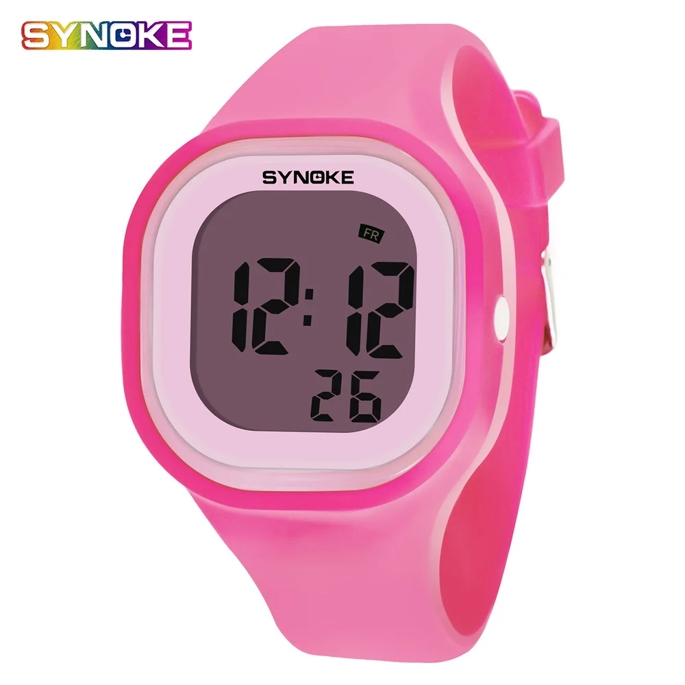 Детские часы модные унисекс спортивный светодиодный цифровой наручные часы Часы Будильник Силиконовые Желе студенческие Детские часы Дата Повседневная любовь - Цвет: Pink watch