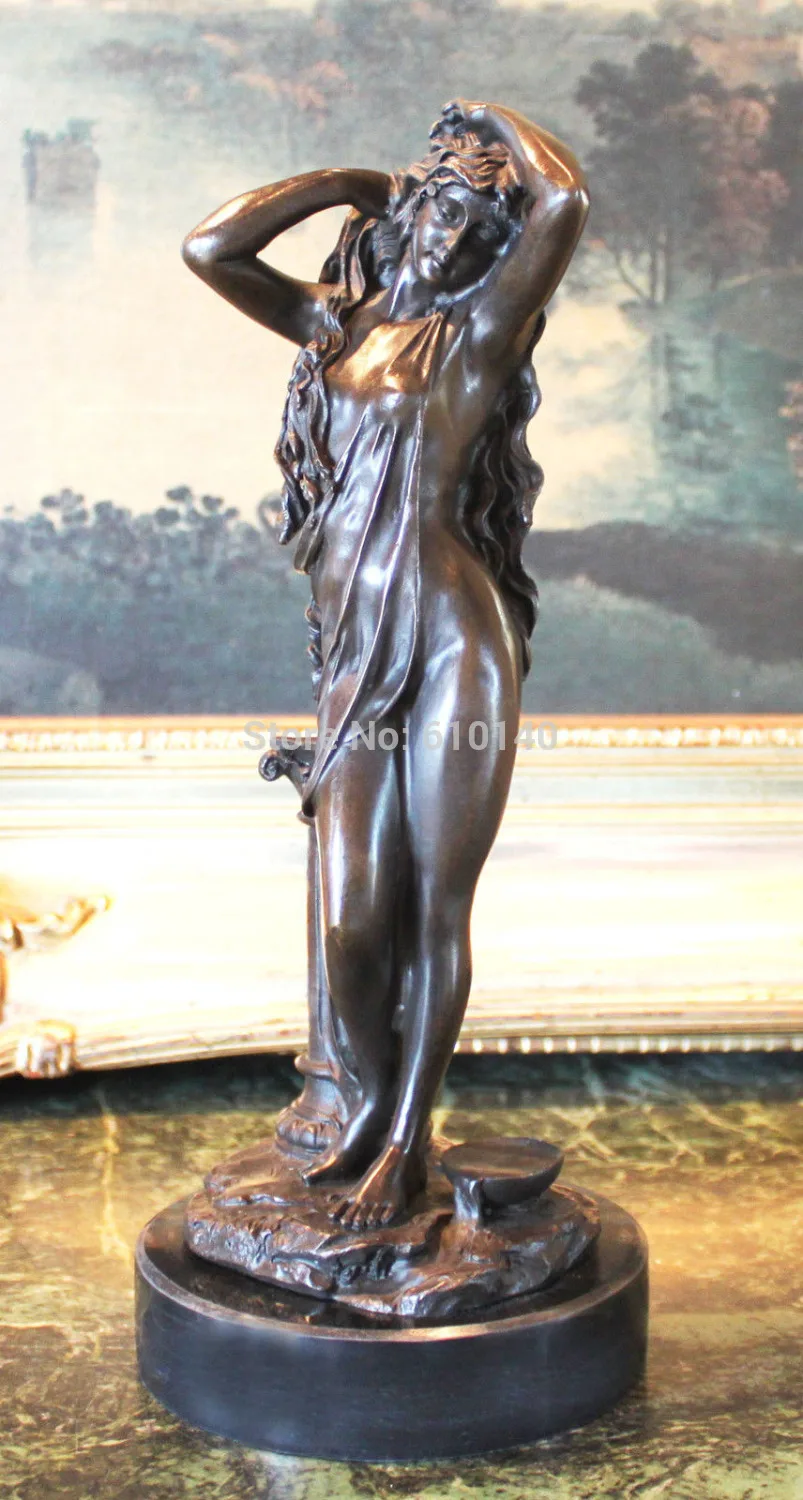 

Female Nude Grecian Goddess Rapunzel Enchantress Bronze Marble Statue Sculpture
