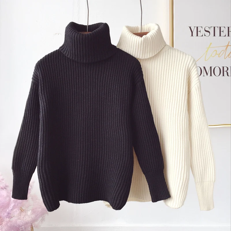 

2019 New Korean version women pullovers sweaters Large size high collar long sleeve knitted sweater autumn winter cc628
