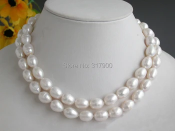 

32" 12-13mm rice white Freshwater cultured pearl necklace