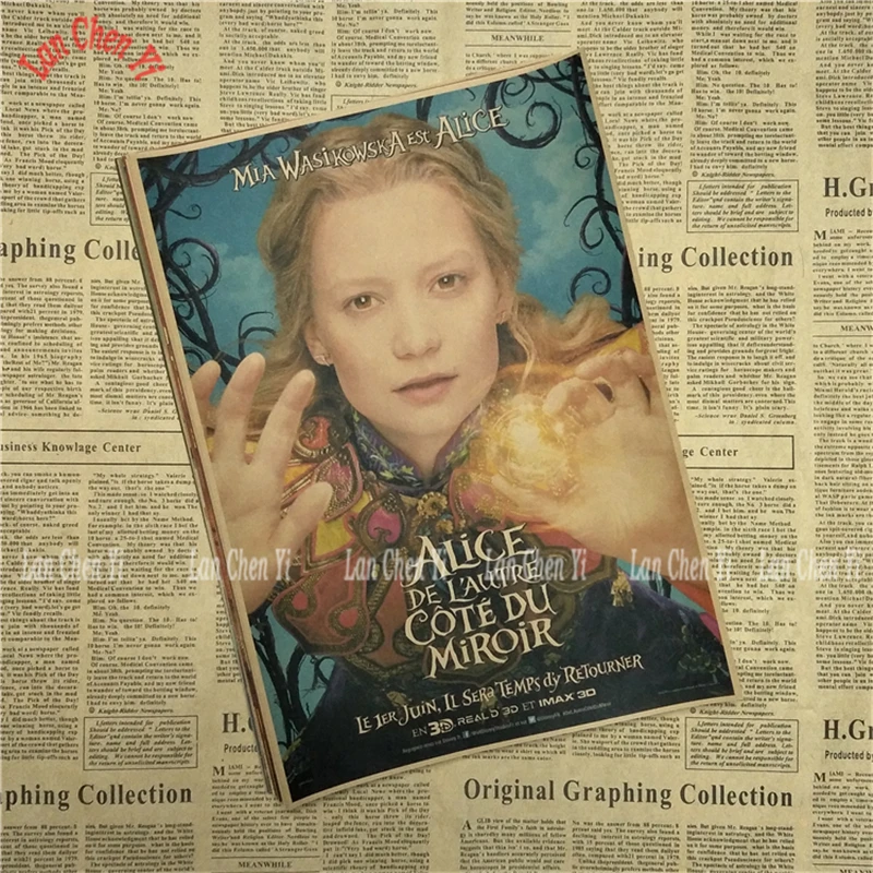 Алиса в стране чудес классический мультфильм фильм крафт-бумага плакат для кафе декоративный Рисунок для бара - Цвет: Коричневый