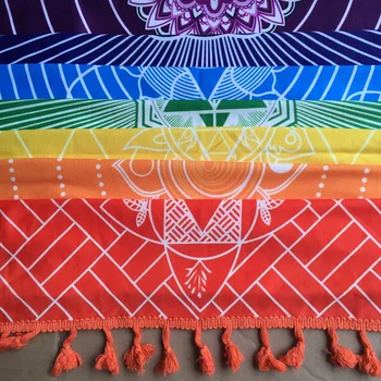 

Better Quality Made Of Cotton Bohemia India Mandala Blanket 7 Chakra Rainbow Stripes Tapestry Beach Throw Towel Yoga Mat