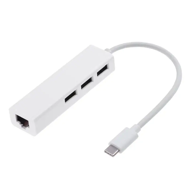 USB 3,0 док-станция USB 3,1 Тип-C USB-C до 3 Порты USB Ethernet RJ45 гигабитный сетевой адаптер для Macbook