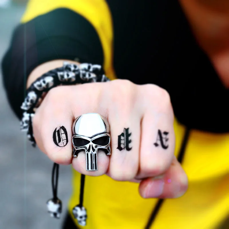 BEIER Drop shipping 2018 New Cool Stainless Steel Fashion Punisher Skull Ring Punk Unqiue Jewelry For Men free shipping BR8-407