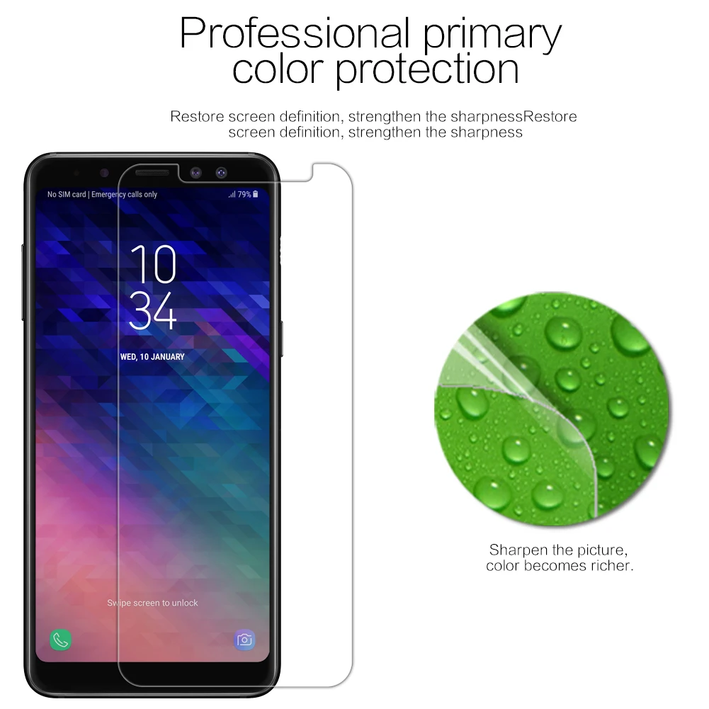 Защитная пленка Nillkin для Samsung Galaxy A8 2018 прозрачная/матовая пластиковая мягкая