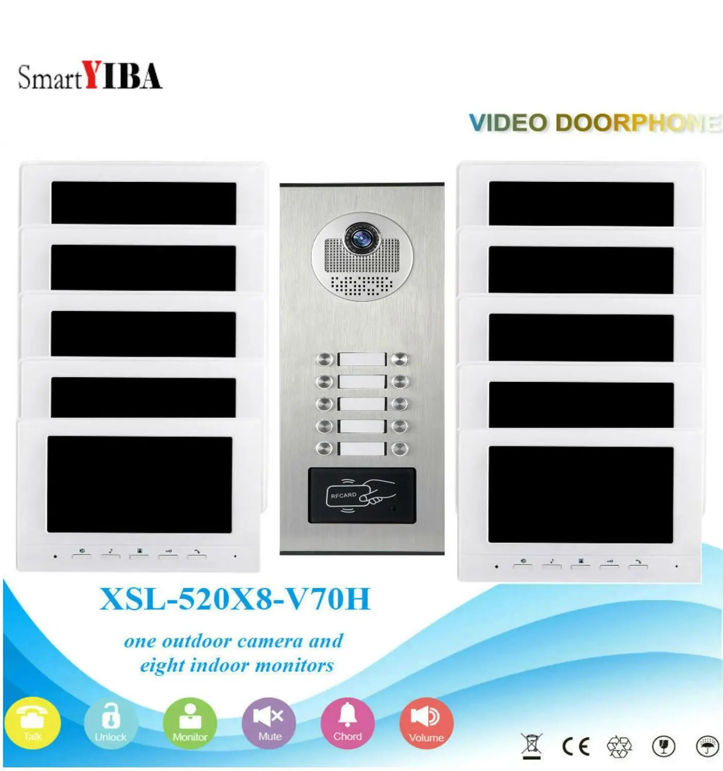 

SmartYIBA 7inch Video Intercom Apartment Door Phone Multi Units Home Intercom Door Camera For Option RFID Access Doorbell Kit
