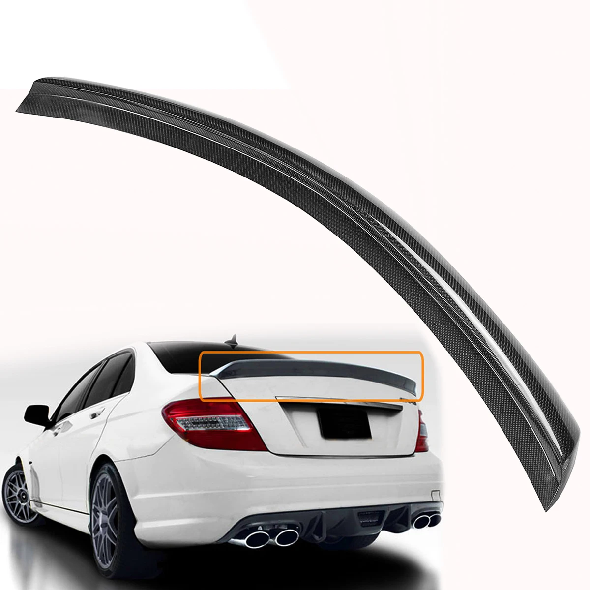 

High Quality Carbon Fiber V Style Duckbill Trunk Lid Spoiler Trunk Spoiler Wing for Mercedes W204 C250 C300 C63 2008-2014