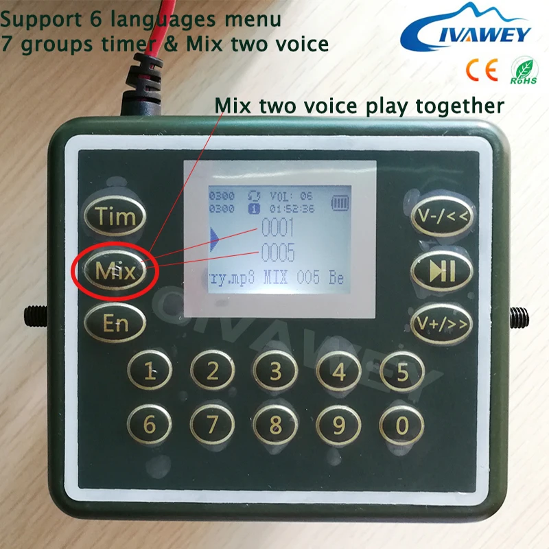 

MIX two voice Sounds decoy Arabic Russian English Menu 60W hunting bird MP3 PLAYER electronic Canada Goose Call decoy