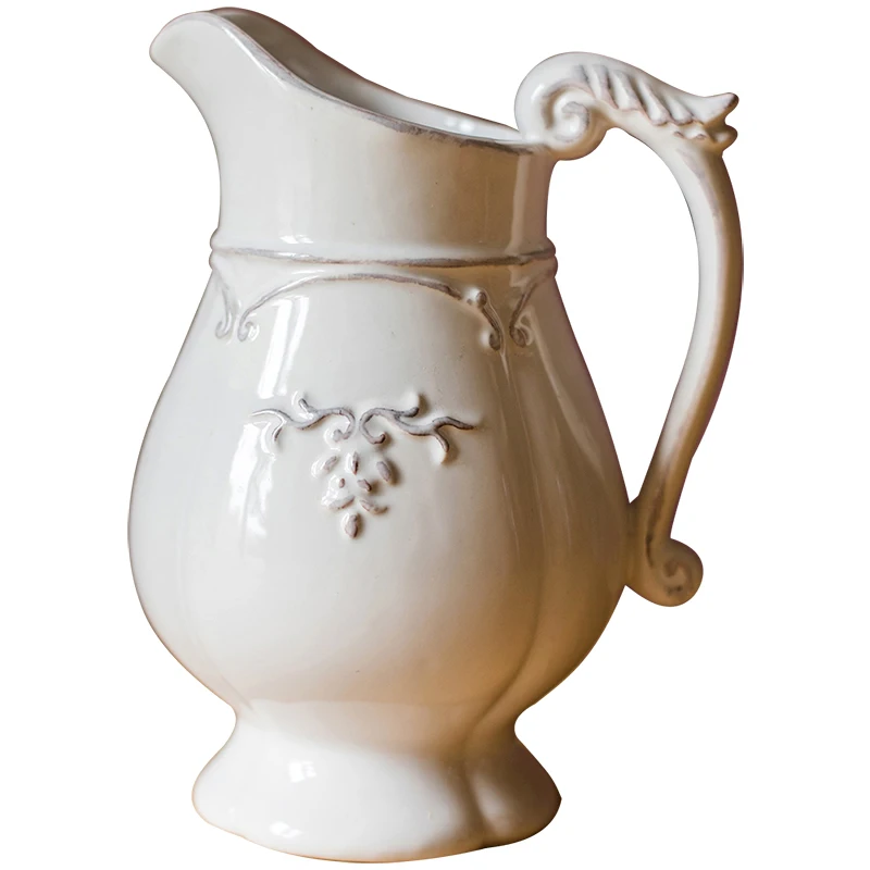 Французский белый фарфоровый цветочный горшок, элегантная Классическая винтажная ваза для цветов, керамическая глазурь, цветные декоративные украшения