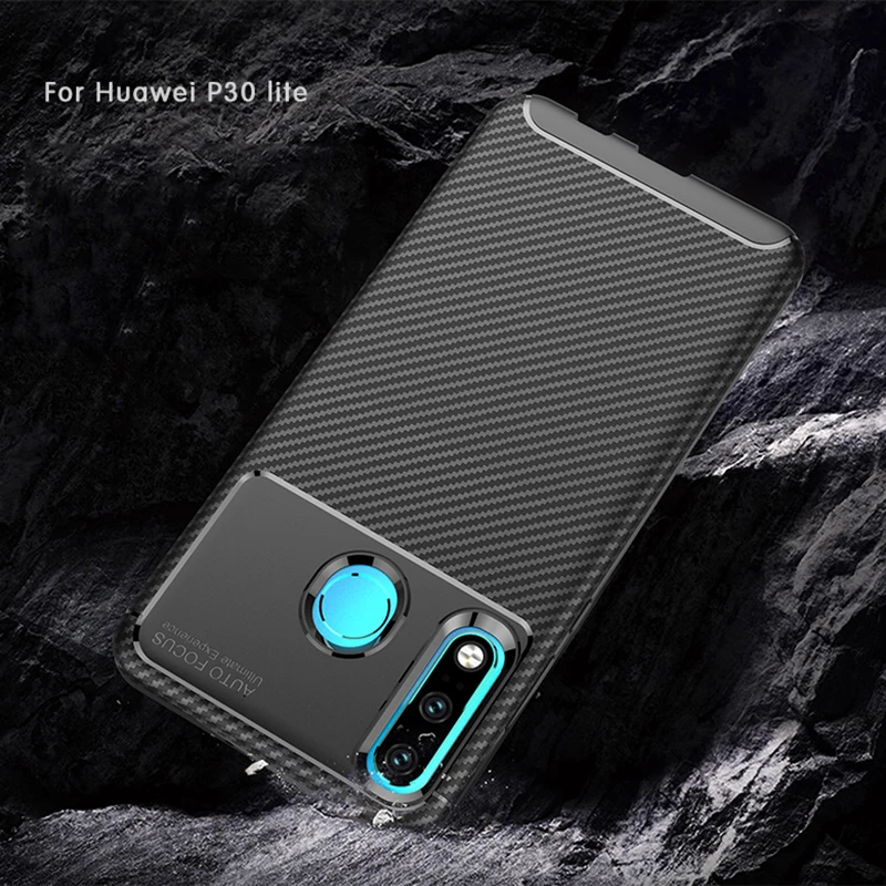 Huawei P30 Lite Case Carbon Fiber Soft Silicone Plain Anti-Knock Back Cover for Huawei P30 Pro P30Lite P30Pro Nova 4E Phone Case