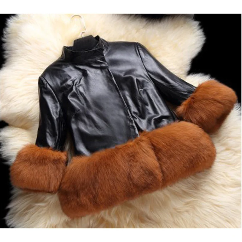 

3 color girls fur coat toddler child Hairy costume roupas girl outerwear luxury fur jacket leather Large size kids faux fur coat