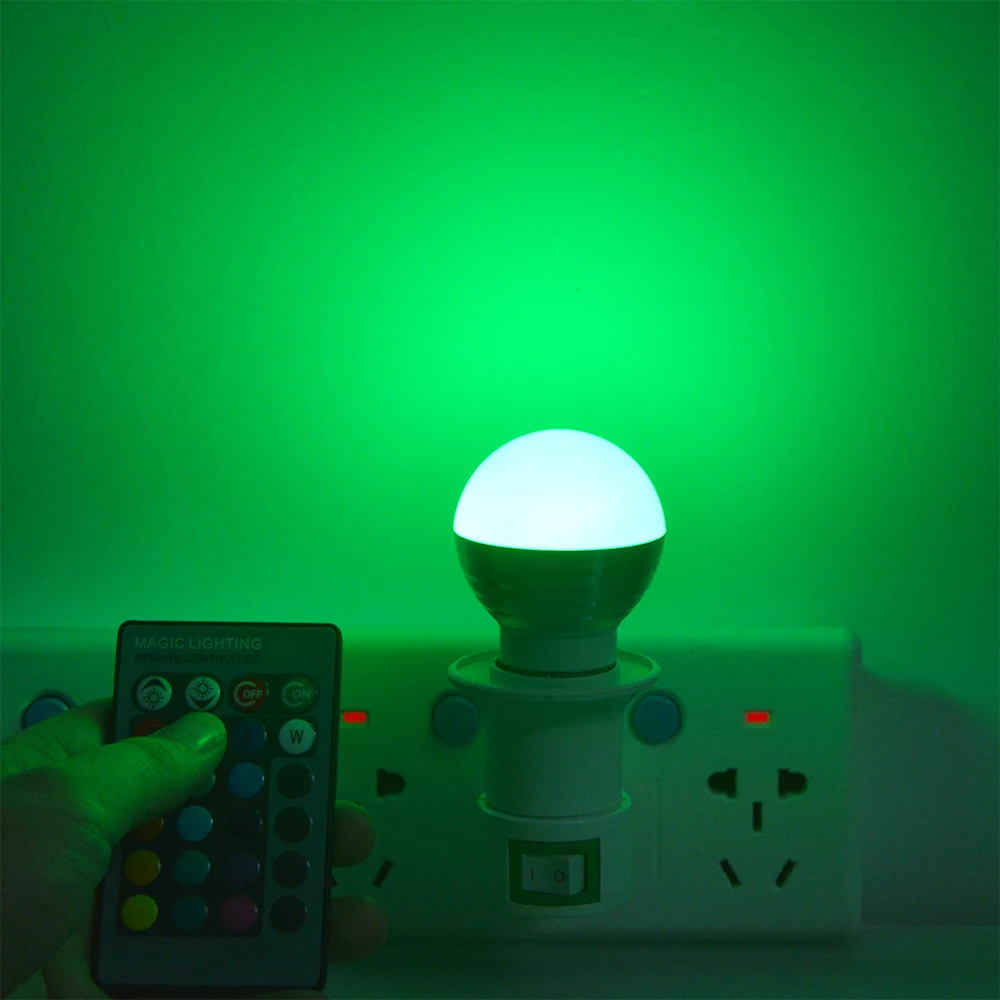 Светодиодный светильник E27 E14 RGB 110 В 220 85 265 в 16 цветов волшебный светодиодный