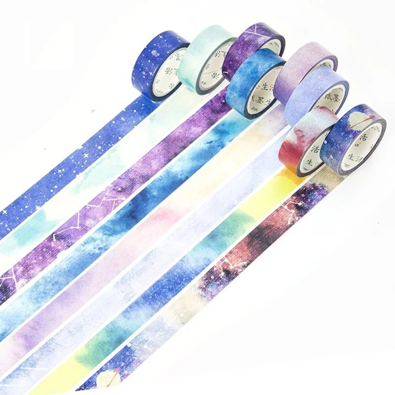 

8 pcs Starry star washi tape set Rainbow sky masking tapes 15mm*7m decoration tape scrapbooking diary sticker Stationery A6909