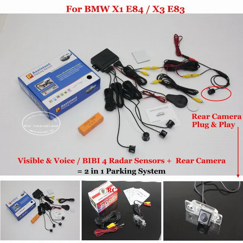 

Car Parking Sensors + Rear View Back Up Camera = 2 in 1 Visual Alarm Parking System For BMW X1 E84 / X3 E83