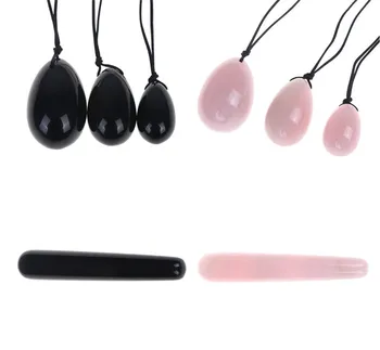 

Rose Quartz Drilled Yoni Egg For Women Kegel Exercise Vaginal Muscles Health Care Massager Crystal Massage Wands Jade Eggs
