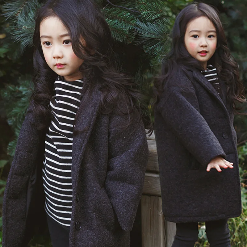 

Children Coat Jackets Teens Girls Wool Coats for Girl Kids Single-breasted Woolen Jacket Thick Warm 3-14 Years Outwear CA529