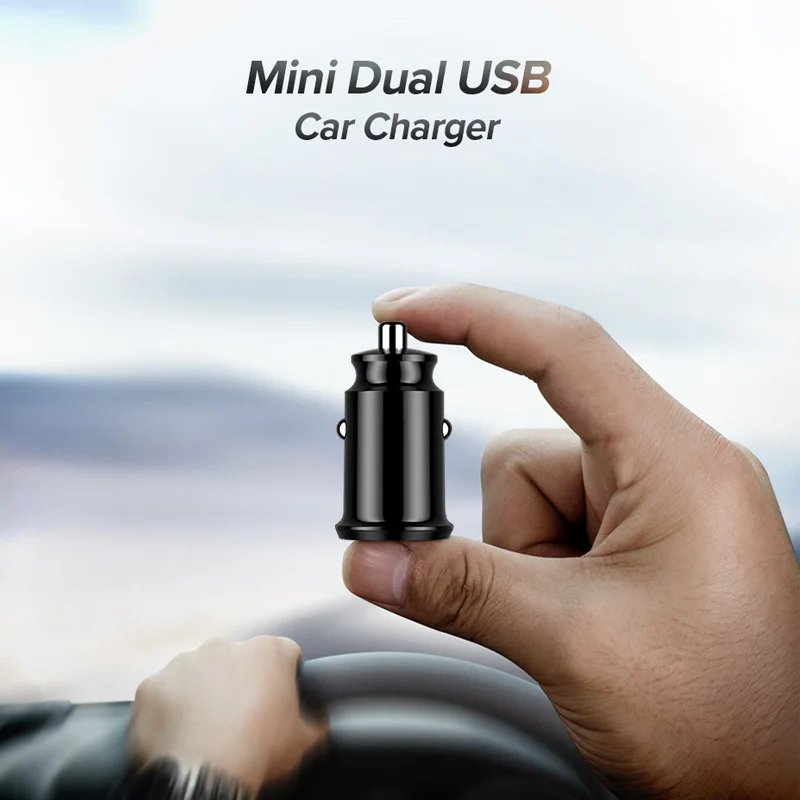 

Mini 2 Port Car-Charger Adapter USB Charger USB Car Charger for Phone 3.1A Dual USB Fast Charger for iPhone X 6 7 8 Huawei Phone