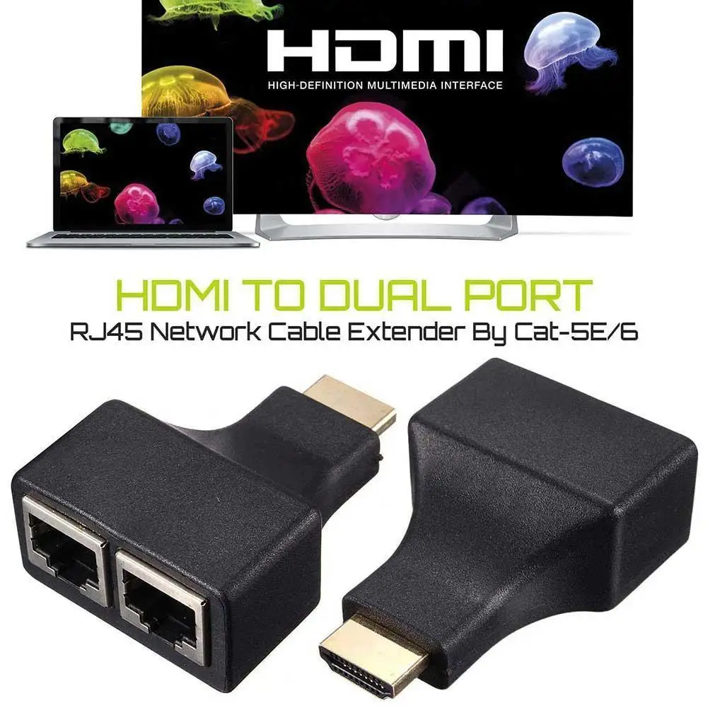 4 K HD 1080 P HDMI удлинитель к двойным портам RJ45 сетевой кабель Cat 5e/6 сетевой Ethernet адаптер