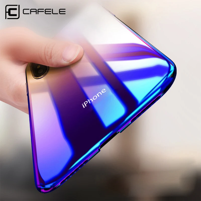 

CAFELE Case For iPhone X 10 Originality luxury Aurora Gradient Color Transparent Case For iPhone X 10 light Cover Hard PC Cases
