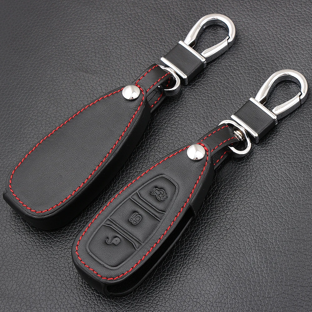 3 Button Black Leather Car Remote Key Fob Shell Cover Case For Ford Focus RS Fiesta Mondeo Kuga B-Max Grand C-MAX S-MAX Galaxy | Автомобили