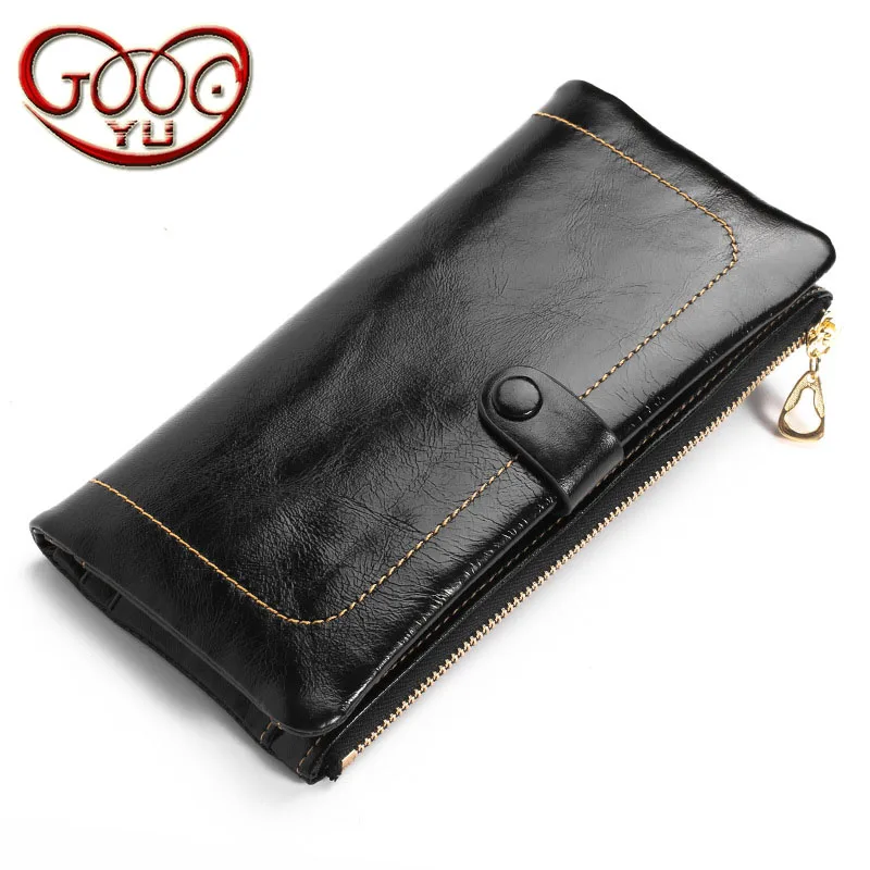 

Korean version of the vertical square long clutch Clutch leather zipper lady multi-card bit purse