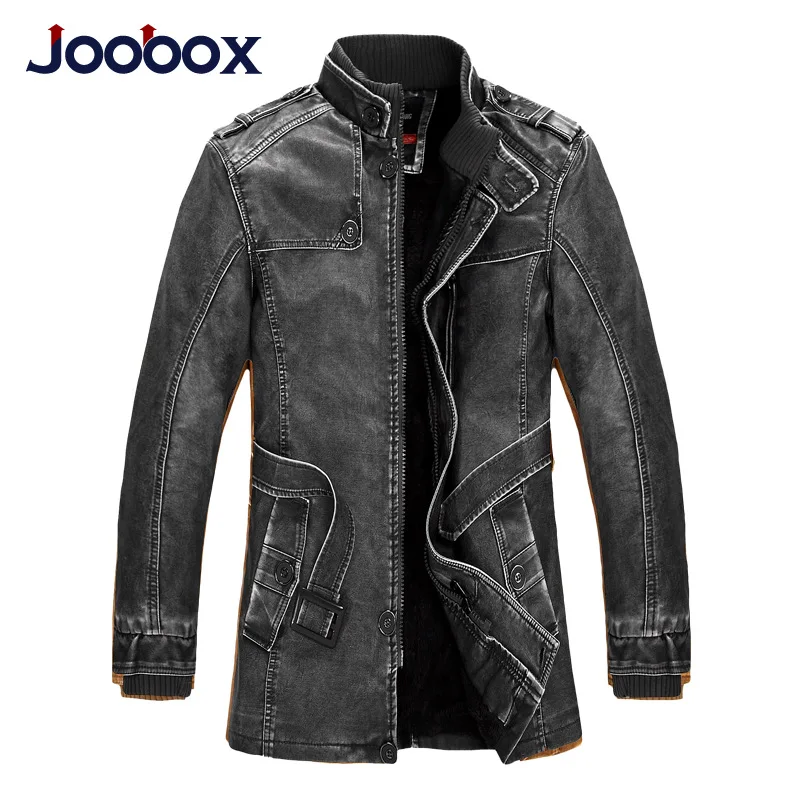 JOOBOX Роскошные зимние мужские пальто теплая куртка ретро мужская кожаная плюс