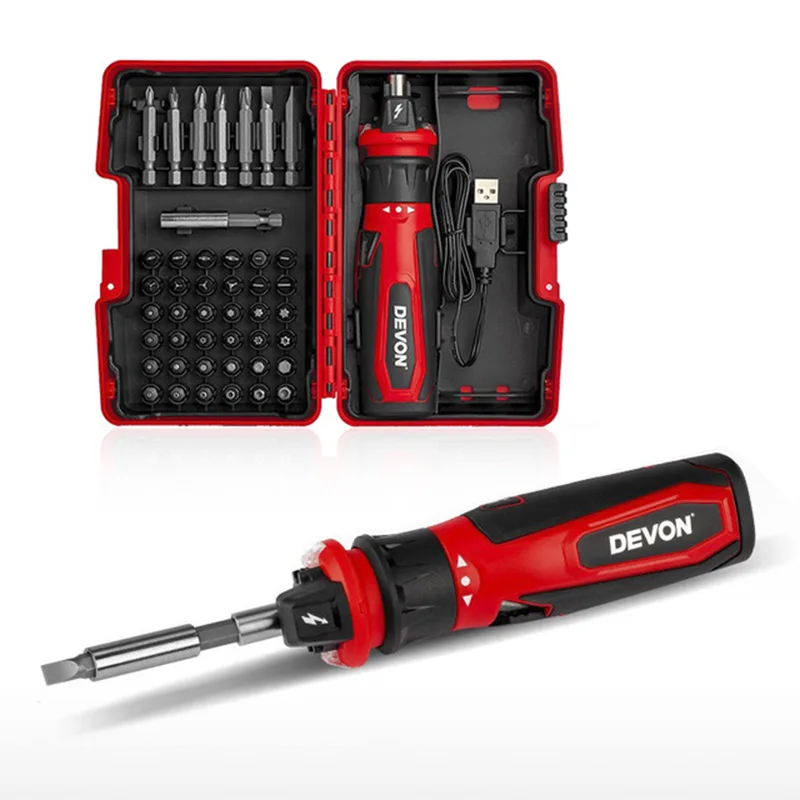 

LED Electric screwdriver Lithium-ion rechargeable household multi-function screwdriver Mini electric batch Voltage detection USB